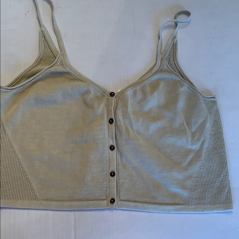 NWOT We the People Button-Front Crop Top in Green knit made to be boxy crop